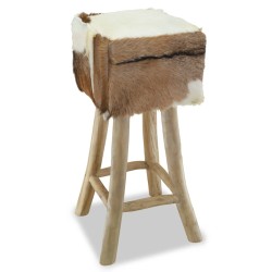 vidaXL Barhocker Echtleder und Teak Massivholz 