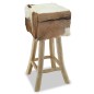 vidaXL Barhocker Echtleder und Teak Massivholz vidaXL Barhocker Echtleder und Teak Massivholz
