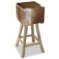 vidaXL Barhocker Echtleder und Teak Massivholz vidaXL Barhocker Echtleder und Teak Massivholz