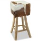 vidaXL Barhocker Echtleder und Teak Massivholz vidaXL Barhocker Echtleder und Teak Massivholz