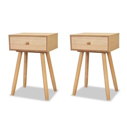 vidaXL Nachttisch 2 Stk. Kiefernholz Massiv 40 x 30 x 61 cm Braun