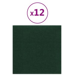 Wandpaneele 12 Stk. Dunkelgrün 30x30 cm Stoff 1,08 m²
