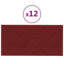 Wandpaneele 12 Stk. Weinrot 30x15 cm Stoff 0,54 m²