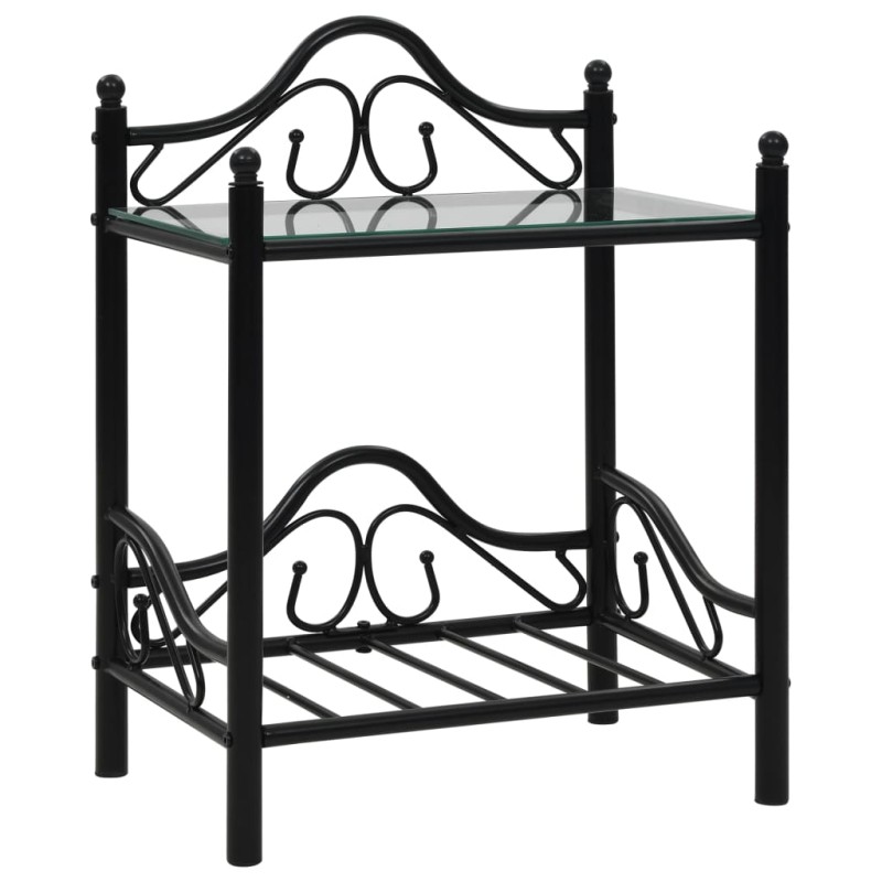 vidaXL Nachttisch Stahl und Hartglas 45 x 30,5 x 60 cm Schwarz vidaXL Nachttisch Stahl und Hartglas 45 x 30,5 x 60 cm Schwarz