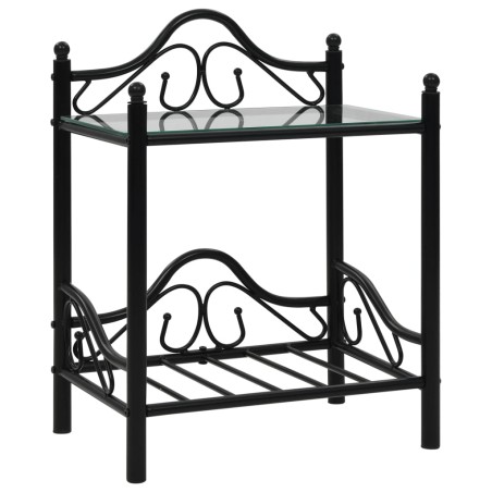 vidaXL Nachttisch Stahl und Hartglas 45 x 30,5 x 60 cm Schwarz