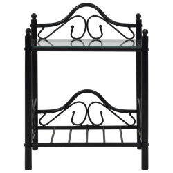 vidaXL Nachttisch Stahl und Hartglas 45 x 30,5 x 60 cm Schwarz