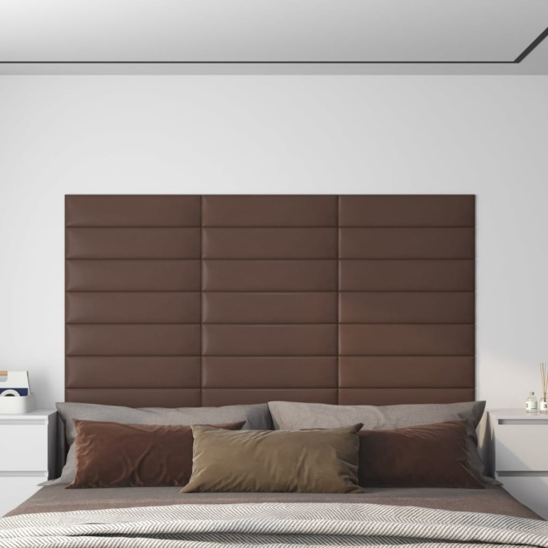 vidaXL Wandpaneele 12 Stk. Braun 60x15 cm Kunstleder 1,08 m² vidaXL Wandpaneele 12 Stk. Braun 60x15 cm Kunstleder 1,08 m²