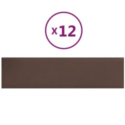 vidaXL Wandpaneele 12 Stk. Braun 60x15 cm Kunstleder 1,08 m²