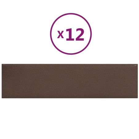 vidaXL Wandpaneele 12 Stk. Braun 60x15 cm Kunstleder 1,08 m²