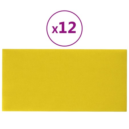 Wandpaneele 12 Stk. Gelb 30x15 cm Stoff 0,54 m²