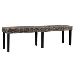 vidaXL Sitzbank 160 cm Schwarz Natur Kubu-Rattan und Massivholz Mango