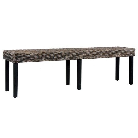vidaXL Sitzbank 160 cm Schwarz Natur Kubu-Rattan und Massivholz Mango