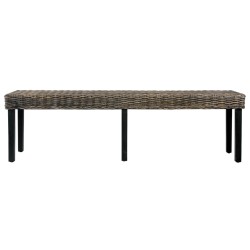 vidaXL Sitzbank 160 cm Schwarz Natur Kubu-Rattan und Massivholz Mango