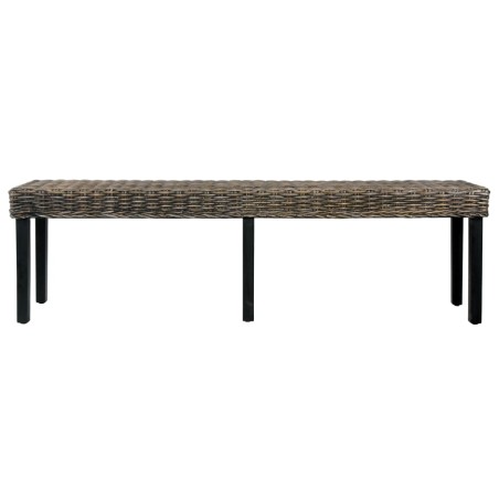 vidaXL Sitzbank 160 cm Schwarz Natur Kubu-Rattan und Massivholz Mango