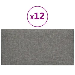 vidaXL Wandpaneele 12 Stk. Hellgrau 30x15 cm Stoff 0,54 m²