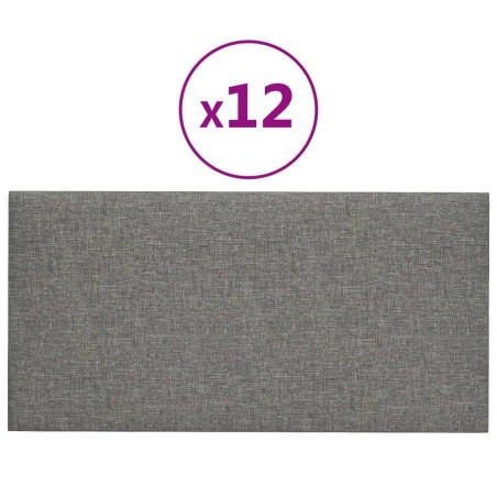 vidaXL Wandpaneele 12 Stk. Hellgrau 30x15 cm Stoff 0,54 m²