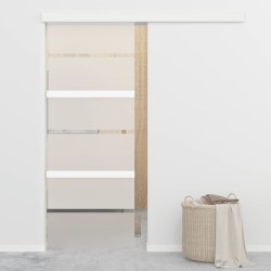 vidaXL Schiebetür ESG-Glas und Aluminium 76x205 cm Silbern