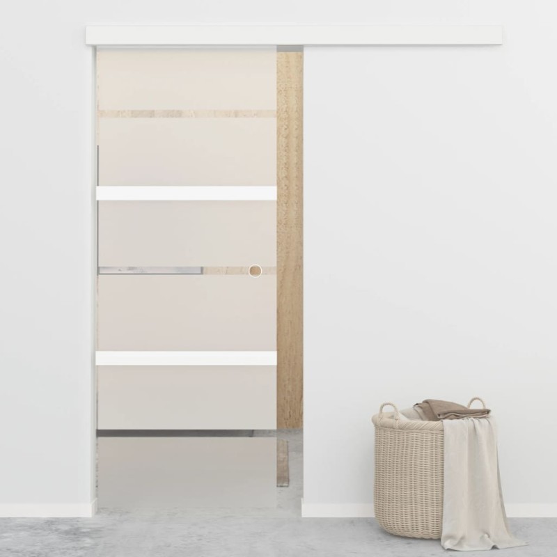vidaXL Schiebetür ESG-Glas und Aluminium 76x205 cm Silbern vidaXL Schiebetür ESG-Glas und Aluminium 76x205 cm Silbern