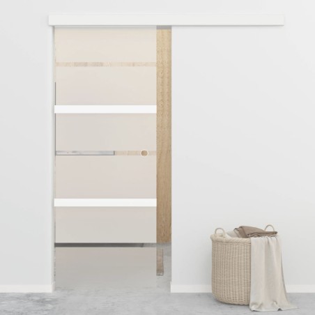 vidaXL Schiebetür ESG-Glas und Aluminium 76x205 cm Silbern