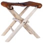 vidaXL Klapphocker Echtes Fell und Massivholz Teak vidaXL Klapphocker Echtes Fell und Massivholz Teak