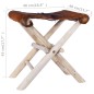 vidaXL Klapphocker Echtes Fell und Massivholz Teak vidaXL Klapphocker Echtes Fell und Massivholz Teak