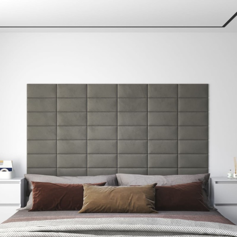 Wandpaneele 12 Stk. Hellgrau 30x15 cm Samt 0,54 m² Wandpaneele 12 Stk. Hellgrau 30x15 cm Samt 0,54 m²
