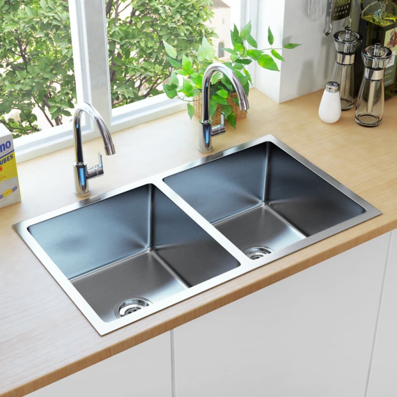 vidaXL Handgefertigte Küchenspüle Edelstahl vidaXL Handgefertigte Küchenspüle Edelstahl