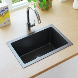 vidaXL Handgefertigte Küchenspüle Schwarz Edelstahl