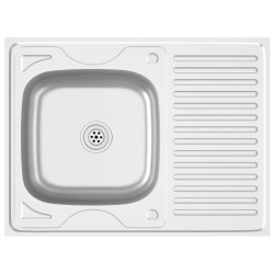 vidaXL Spüle mit Abtropffläche Set Silbern 800x600x155 mm Edelstahl