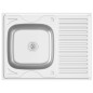 vidaXL Spüle mit Abtropffläche Set Silbern 800x600x155 mm Edelstahl vidaXL Spüle mit Abtropffläche Set Silbern 800x600x155 mm Edelstahl