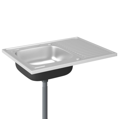 vidaXL Spüle mit Abtropffläche Set Silbern 800x600x155 mm Edelstahl
