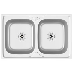vidaXL Doppelspüle Silbern 800x500x155 mm Edelstahl
