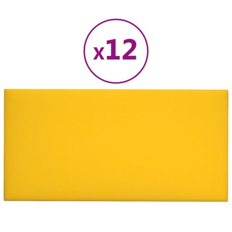 Wandpaneele 12 Stk. Gelb 30x15 cm Samt 0,54 m²