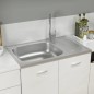 vidaXL Spüle mit Abtropffläche Set Silbern 800x500x155 mm Edelstahl vidaXL Spüle mit Abtropffläche Set Silbern 800x500x155 mm Edelstahl