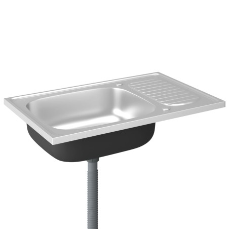 vidaXL Spüle mit Abtropffläche Set Silbern 800x500x155 mm Edelstahl