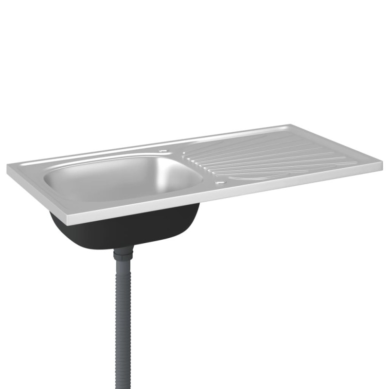 vidaXL Spüle mit Abtropffläche Set Silbern 1000x500x155 mm Edelstahl vidaXL Spüle mit Abtropffläche Set Silbern 1000x500x155 mm Edelstahl