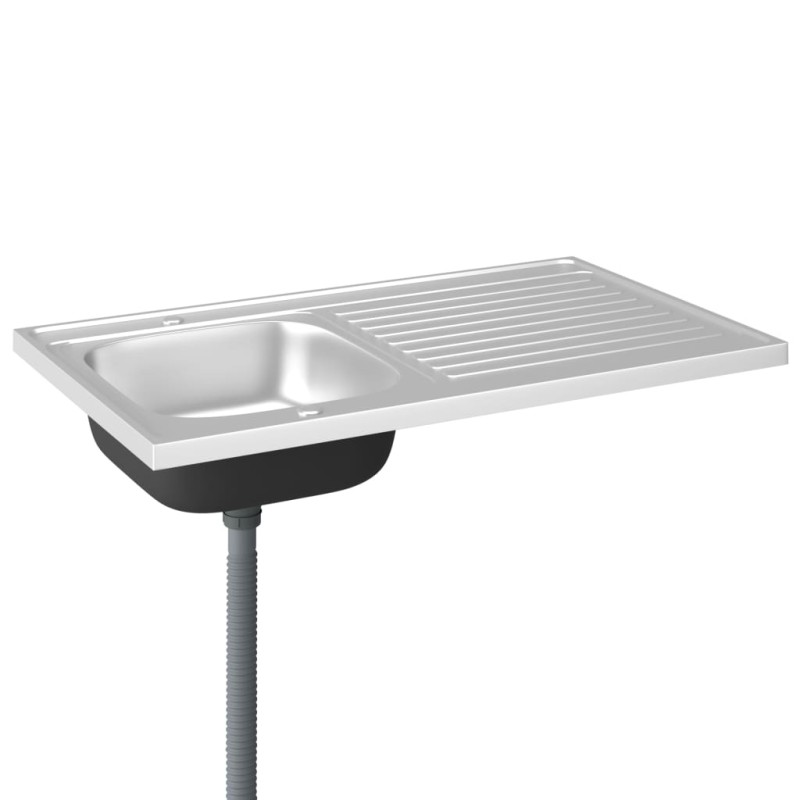 vidaXL Spüle mit Abtropffläche Set Silbern 1000x600x155 mm Edelstahl vidaXL Spüle mit Abtropffläche Set Silbern 1000x600x155 mm Edelstahl