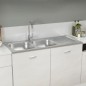 vidaXL Doppelspüle Silbern 1200x500x155 mm Edelstahl vidaXL Doppelspüle Silbern 1200x500x155 mm Edelstahl