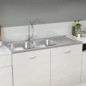 vidaXL Doppelspüle Silbern 1200x600x155 mm Edelstahl vidaXL Doppelspüle Silbern 1200x600x155 mm Edelstahl