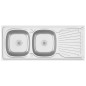 vidaXL Doppelspüle Silbern 1200x600x155 mm Edelstahl vidaXL Doppelspüle Silbern 1200x600x155 mm Edelstahl