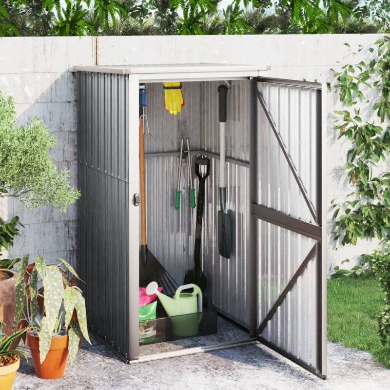 vidaXL Gerätehaus Grau 88x89x161 cm Verzinkter Stahl vidaXL Gerätehaus Grau 88x89x161 cm Verzinkter Stahl
