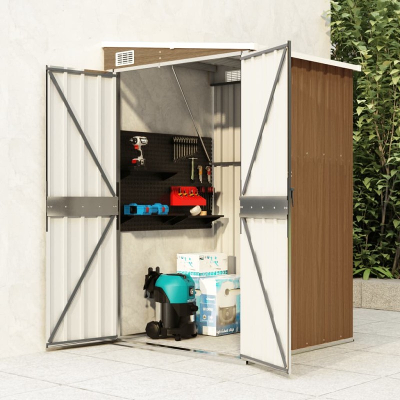 vidaXL Anbauschuppen Braun 118x100x178 cm Verzinkter Stahl vidaXL Anbauschuppen Braun 118x100x178 cm Verzinkter Stahl