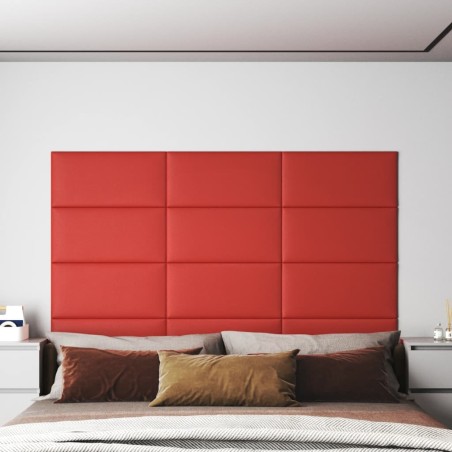 Wandpaneele 12 Stk. Rot 60x30 cm Kunstleder 2,16 m