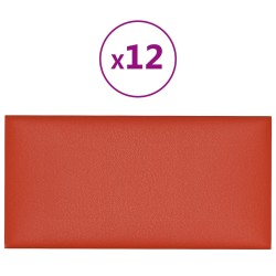 Wandpaneele 12 Stk. Rot 60x30 cm Kunstleder 2,16 m