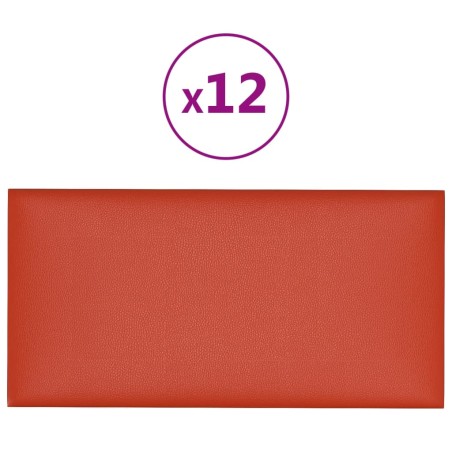 Wandpaneele 12 Stk. Rot 60x30 cm Kunstleder 2,16 m