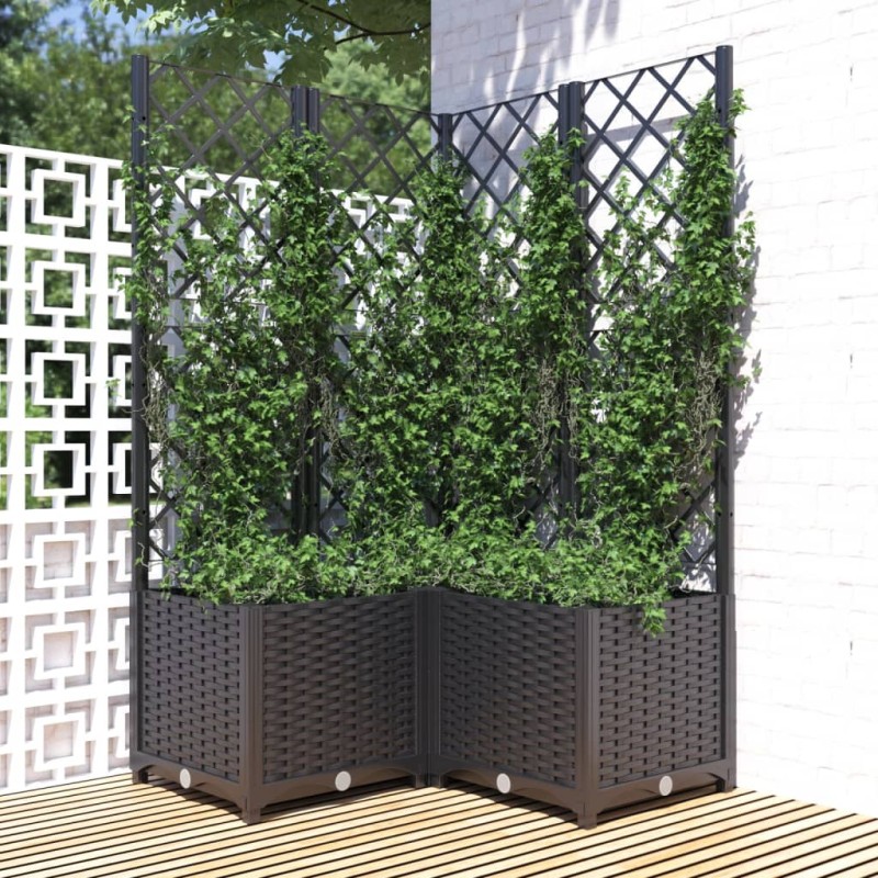 vidaXL Pflanzkübel mit Spalier Schwarz 80x80x136 cm PP vidaXL Pflanzkübel mit Spalier Schwarz 80x80x136 cm PP