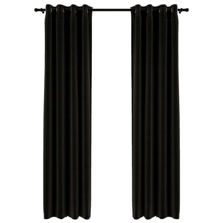 vidaXL Verdunkelungsvorhänge Leinenoptik 2 Stk. Anthrazit 140x225 cm
