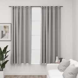 vidaXL Verdunkelungsvorhänge Haken Leinenoptik 2 Stk. Grau 140x175 cm