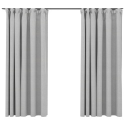 vidaXL Verdunkelungsvorhänge Haken Leinenoptik 2 Stk. Grau 140x175 cm