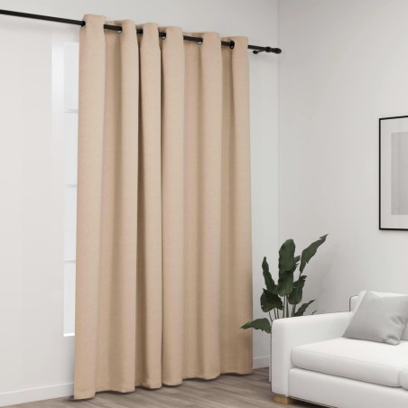 vidaXL Verdunkelungsvorhang mit Ösen Leinenoptik Beige 290x245 cm